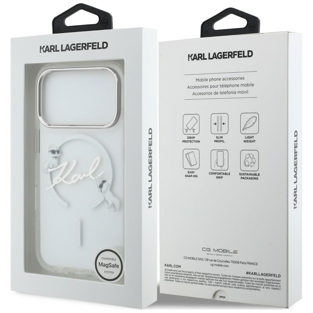 Husa Karl Lagerfeld Script Logo cu MagSafe compatibila cu iPhone 18 Pro / 17 Pro, Transparent