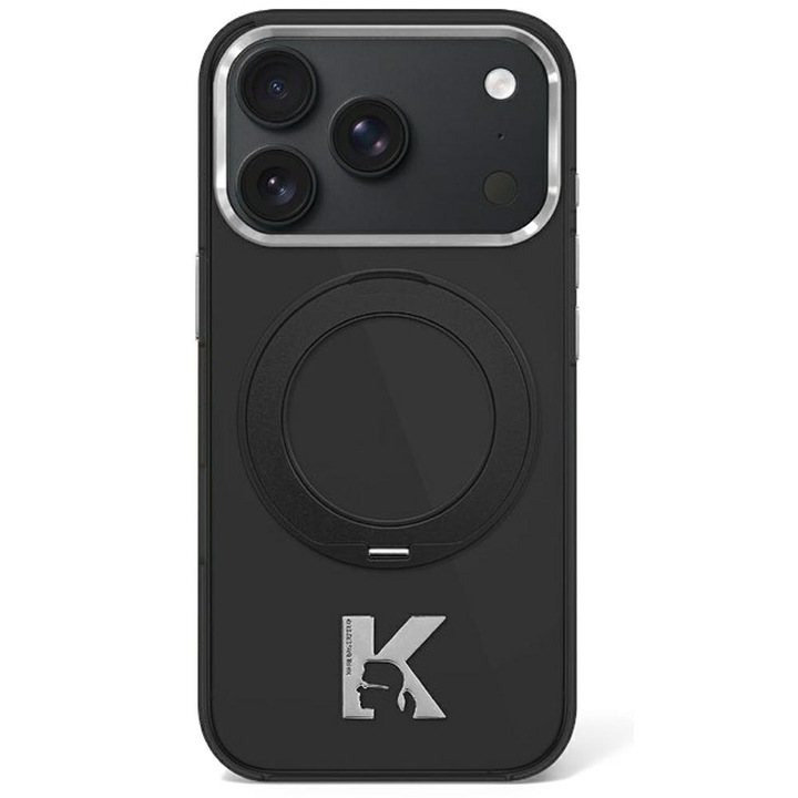 Husa Karl Lagerfeld IML Ring Stand 360 Kameo cu MagSafe compatibila cu iPhone 18 Pro Max / 17 Pro Max, Negru