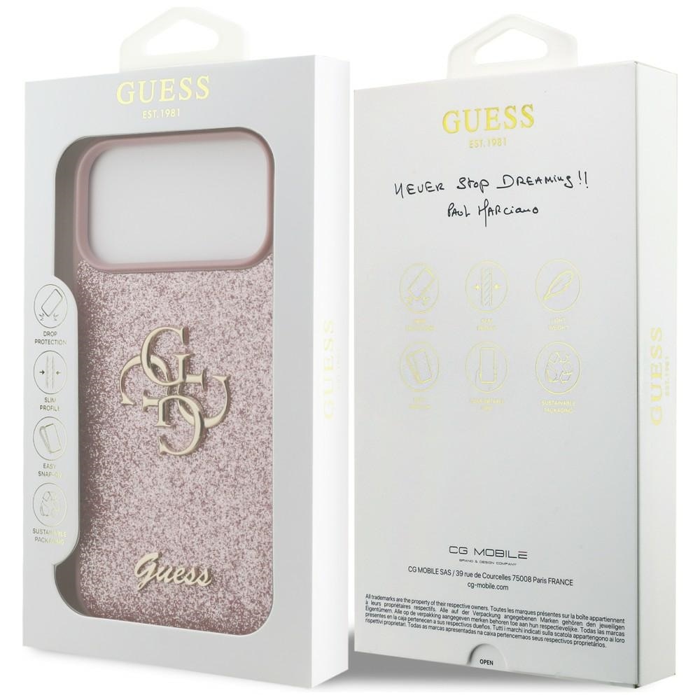 Husa Guess Fixed Glitter Big 4G compatibila cu iPhone 18 Pro Max / 17 Pro Max, Roz
