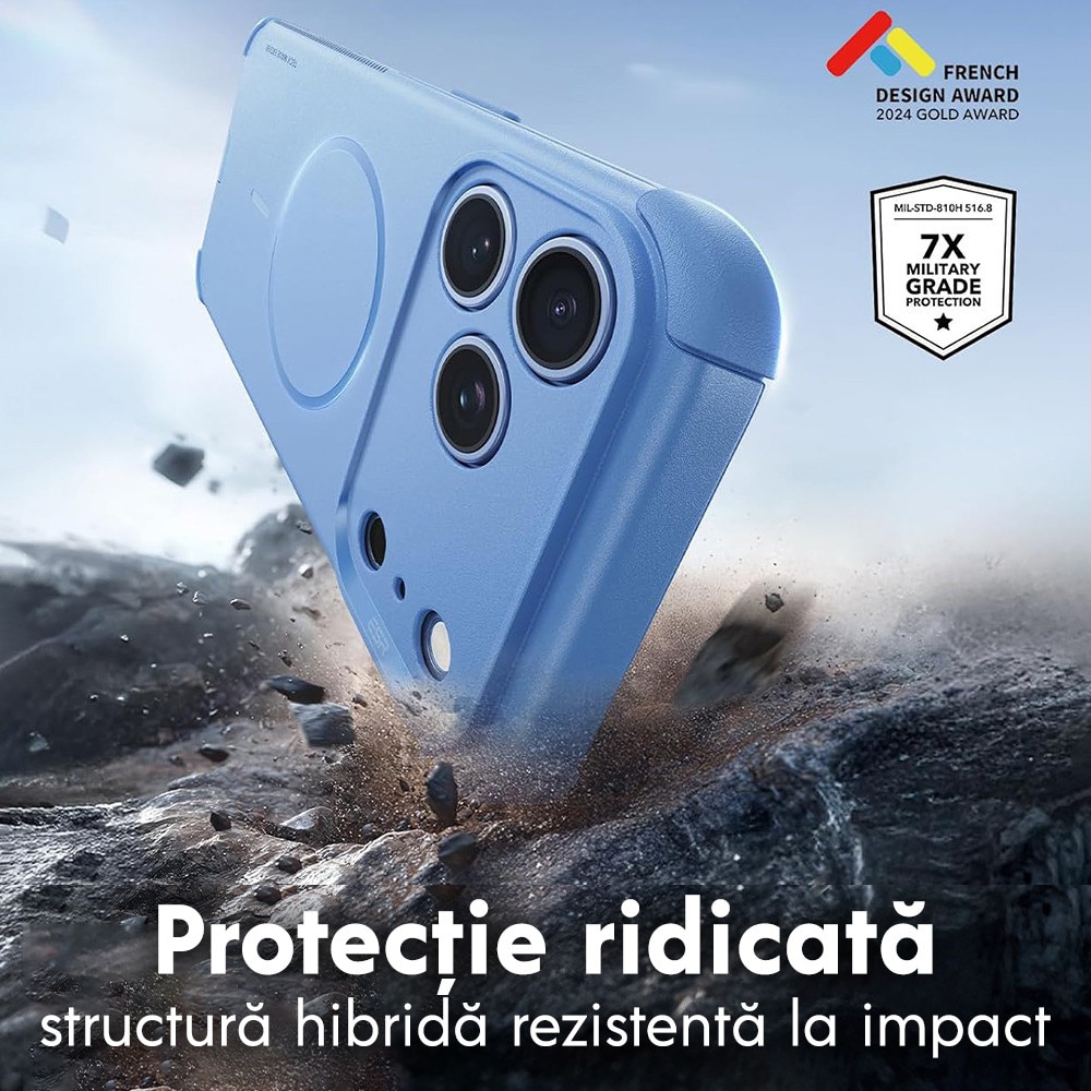 Husa pentru Apple iPhone 18 Pro Max / iPhone 17 Pro Max ESR Cyber HaloLock, Protectie Camera, MagSafe, Incarcare wireless, Albastru deschis