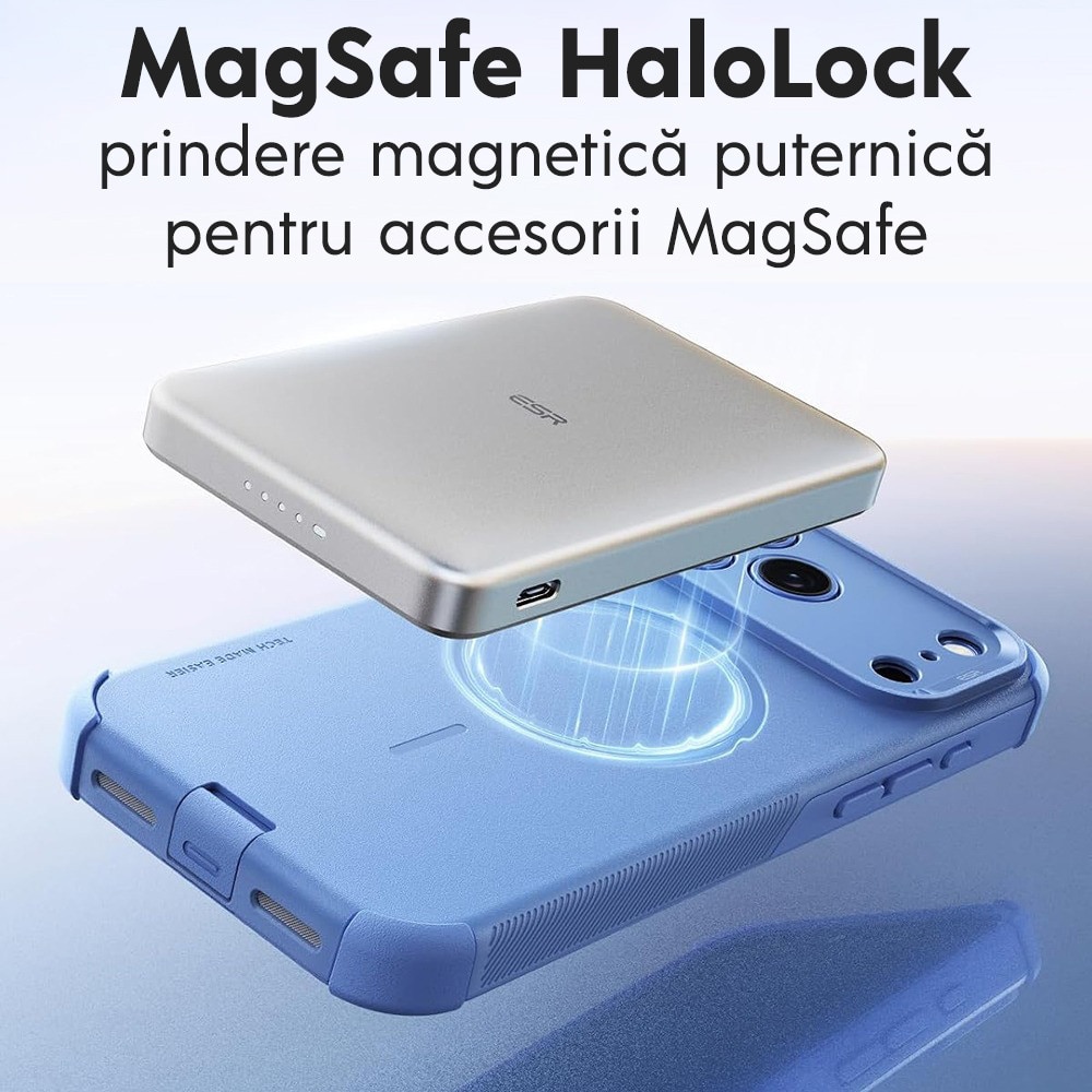 Husa pentru Apple iPhone 18 Pro Max / iPhone 17 Pro Max ESR Cyber HaloLock, Protectie Camera, MagSafe, Incarcare wireless, Albastru deschis