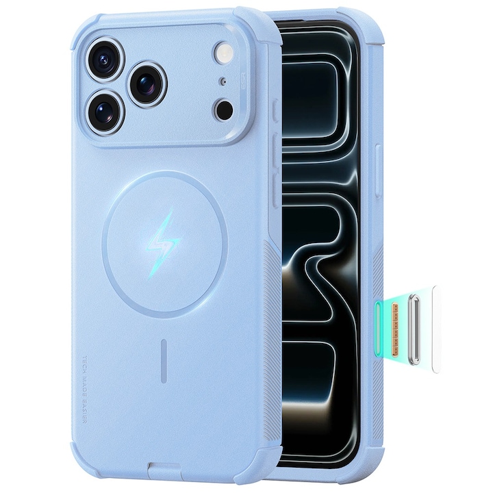 Husa pentru Apple iPhone 18 Pro Max / iPhone 17 Pro Max ESR Cyber HaloLock, Protectie Camera, MagSafe, Incarcare wireless, Albastru deschis