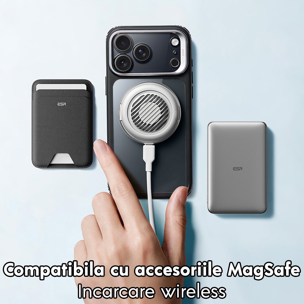 Husa pentru Apple iPhone 18 Pro / iPhone 17 Pro ESR Classic Hybrid HaloLock Kickstand, Protectie Camera, MagSafe, Stativ incorporat, Incarcare wireless, Negru