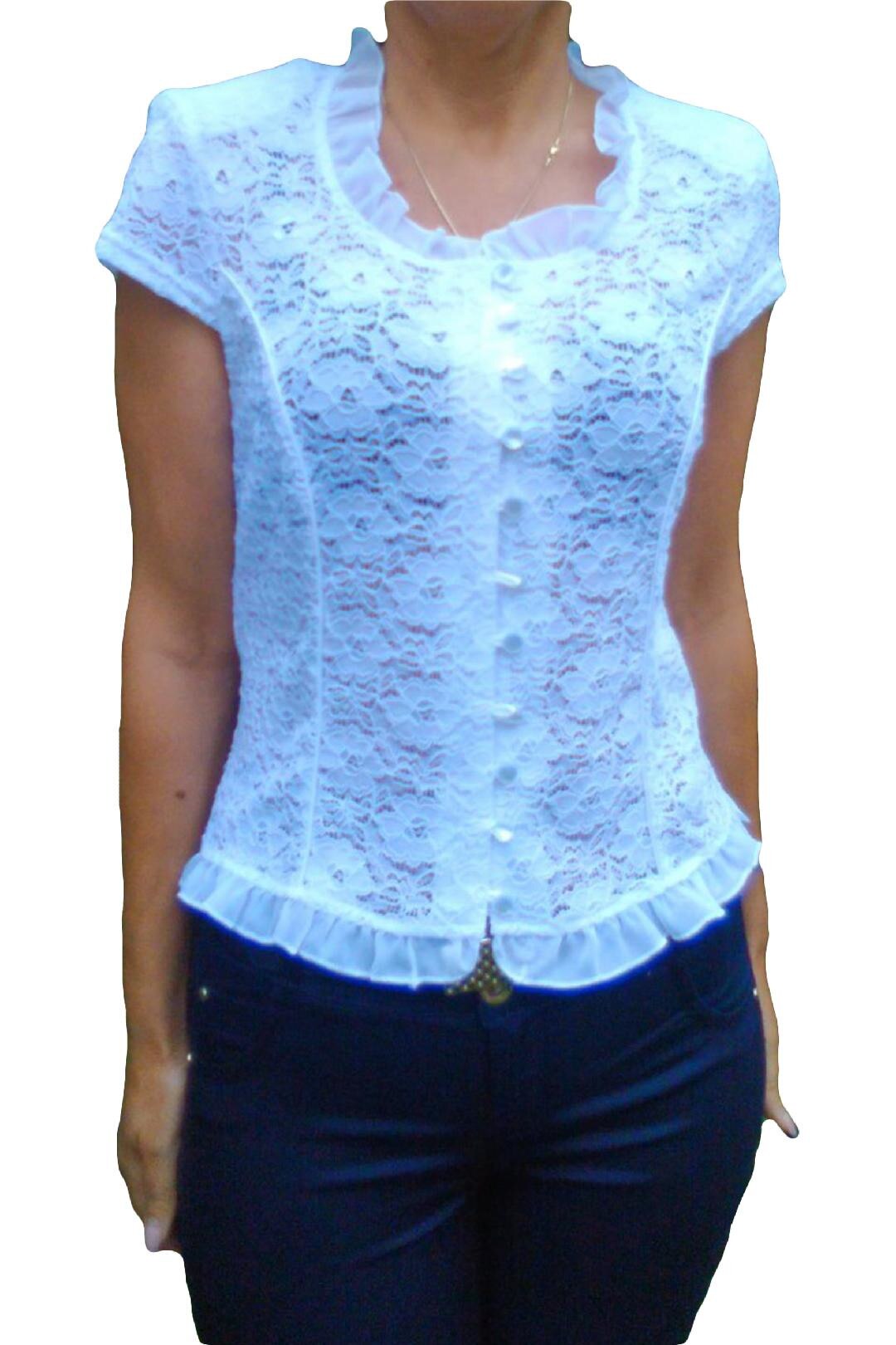 Camasa din dantela, usor elastica,D&J Exclusive, Alb