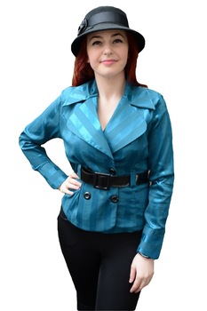 Camasa cu curea lata si lucioasa in talie, D&J Exclusive, Albastru Camasa cu curea lata si lucioasa in talie, D&J Exclusive, Albastru