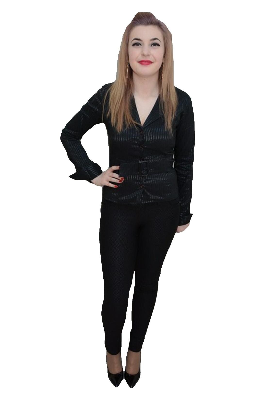 Camasa office,insertii de material lucios, D&J Exclusive, Negru, 36