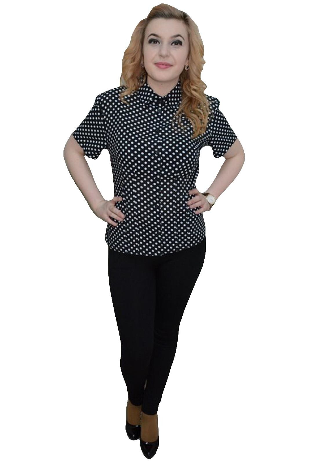 Camasa de vara cu buline albe, D&J Exclusive, Negru