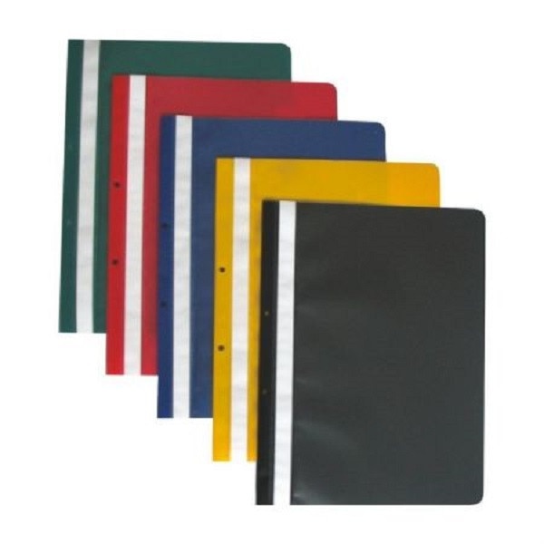 Dosar plastic cu sina, cu gauri, 10 buc/set, Optima - negru