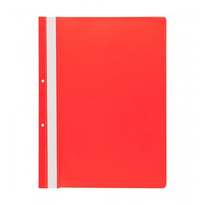 Dosar plastic cu sina, cu gauri, 10 buc/set, Optima - rosu