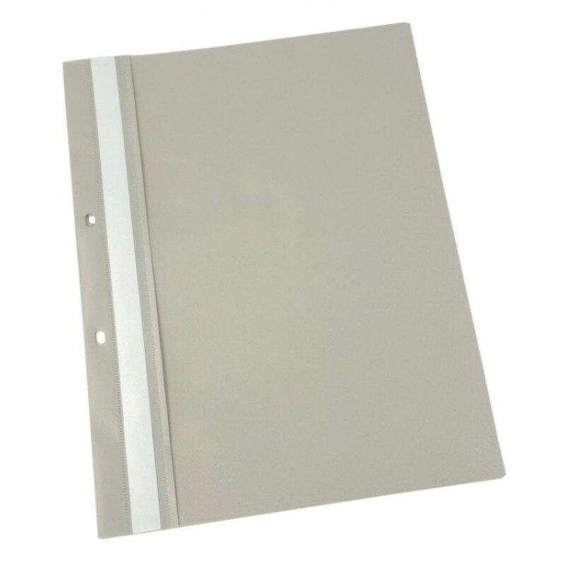 Dosar plastic cu sina, cu gauri, 10 buc/set, Optima - gri