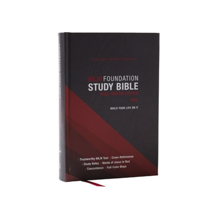 NKJV Foundation Study Bible, Wide-Margin, Black Hardcover, Red Letter