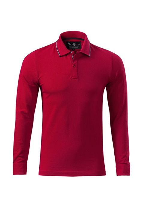 Férfi póló, Malfini, Contrast Stripe LS póló, hosszú ujjú, Piros