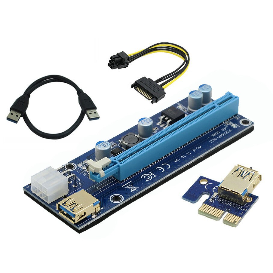 Scheda Adattatore Riser USB 3.0 PCI-E 1x A 16x Con Alimentazione SATA 15Pin E 6Pin