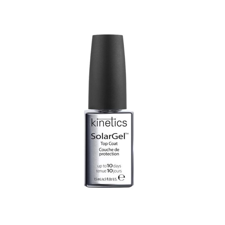 Top coat Kinetics SolarGel pentru lacuri semipermanente, finisaj lucios, transparent, 15 ml