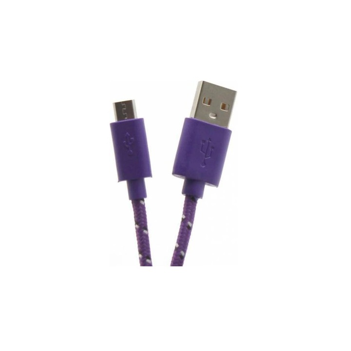 SBOX microUSB кабелен пакет; Скорост на трансфер: до 480 Mbps, плетен кабел, съвместим с PC и Mac, дължина: 1 м, цвят: лилав - CAB0113 + Tellur MCM3 магнитна опора за вентилация, пластмаса, черен