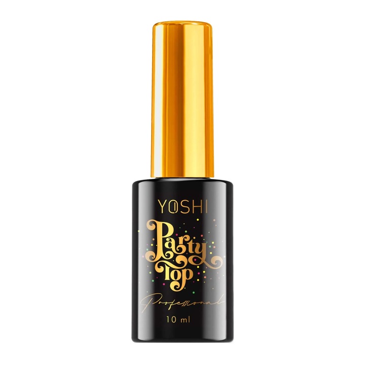 Top YOSHI Party UV/LED pentru lacuri semipermanente, cu sclipici, transparent, 10 ml