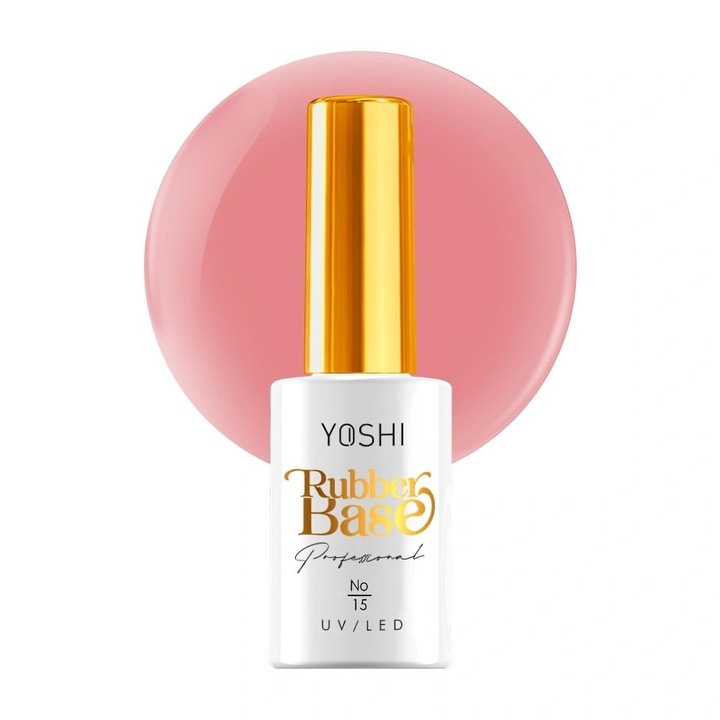 Baza rubber YOSHI Rubber Base No 15, pentru UV/LED, roz pudrat, 10 ml