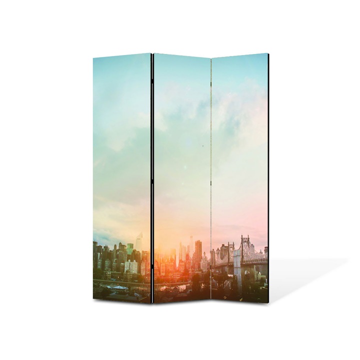 Paravan de Camera ArtDeco din 3 Panouri Urban Orase New York 135 x 180 cm