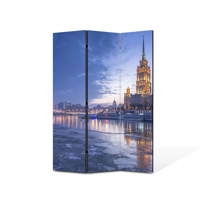 Paravan de Camera ArtDeco din 3 Panouri Urban Orase Hotel Radisson Moscova Rusia 105 x 150 cm