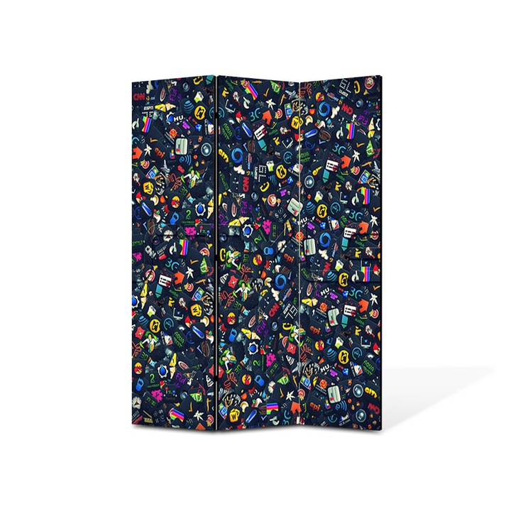 Paravan de Camera ArtDeco din 3 Panouri Abstract Decorativ Culori 105 x 150 cm