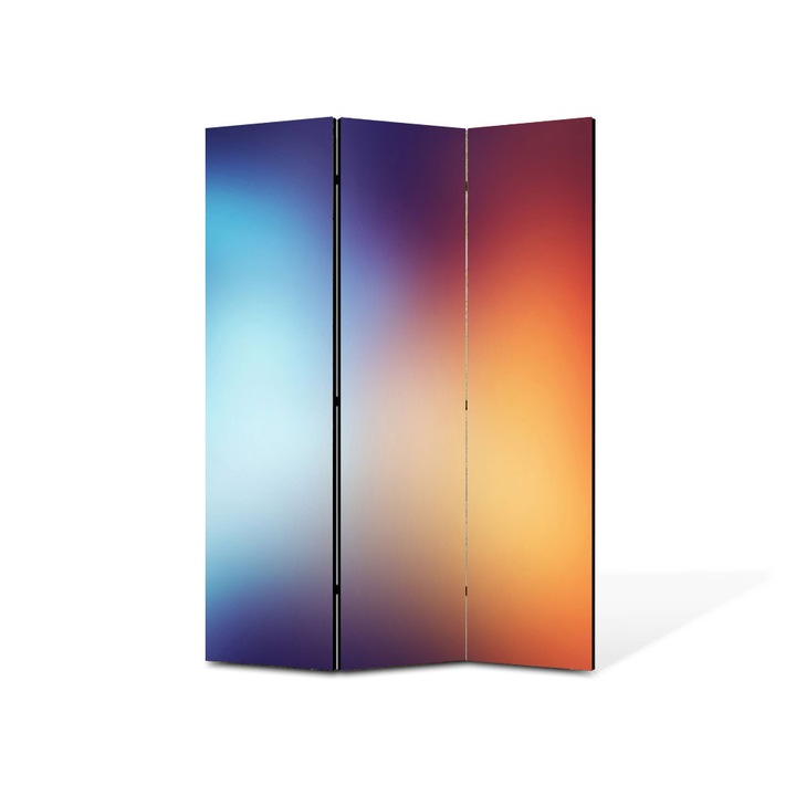 Paravan de Camera ArtDeco din 3 Panouri Abstract Decorativ Rosu si albastru 105 x 150 cm