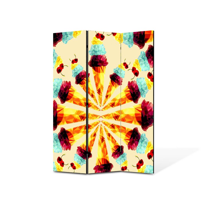 Paravan de Camera ArtDeco din 3 Panouri Abstract Decorativ Supraexpus 105 x 150 cm