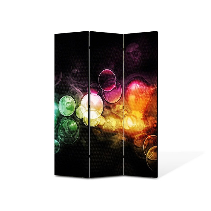 Paravan de Camera ArtDeco din 3 Panouri Abstract Decorativ Lumini in ploaie 105 x 150 cm