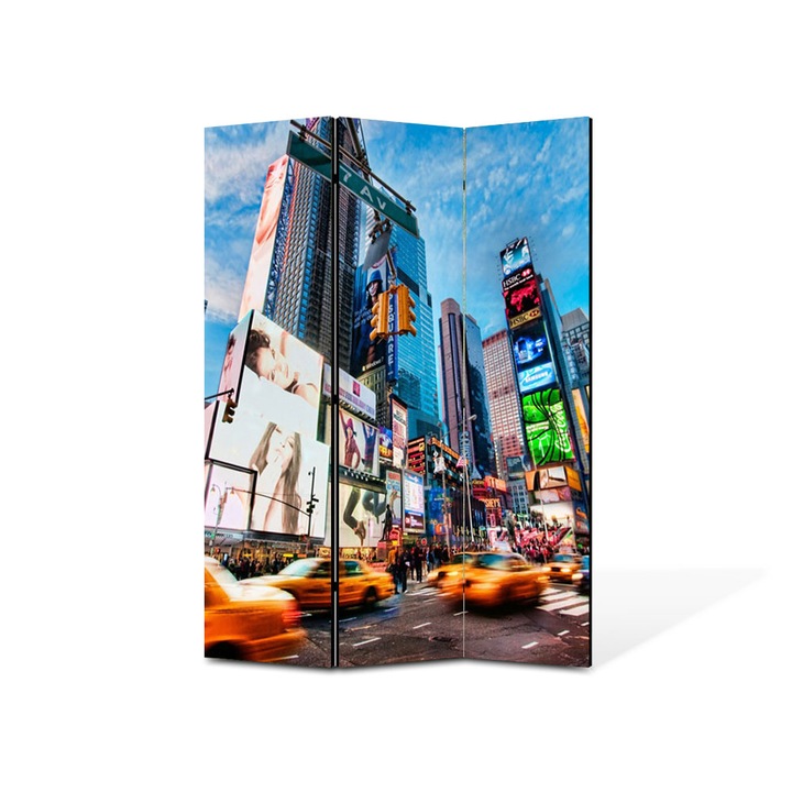 Paravan de Camera ArtDeco din 3 Panouri Urban Orase Times Square New York 105 x 150 cm