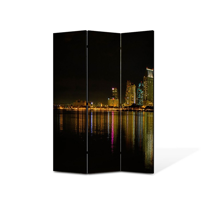 Paravan de Camera ArtDeco din 3 Panouri Urban Orase Insula Coronado 105 x 150 cm