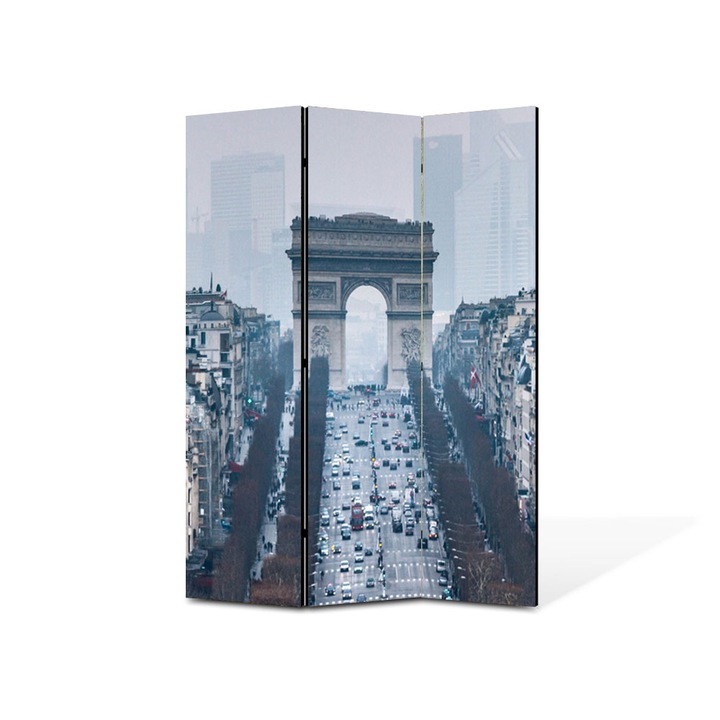 Paravan de Camera ArtDeco din 3 Panouri Urban Orase Arcul de Triumf Paris Franta 105 x 150 cm