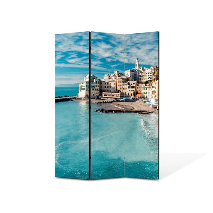 Paravan de Camera ArtDeco din 3 Panouri Urban Orase Oras pe coasta 105 x 150 cm