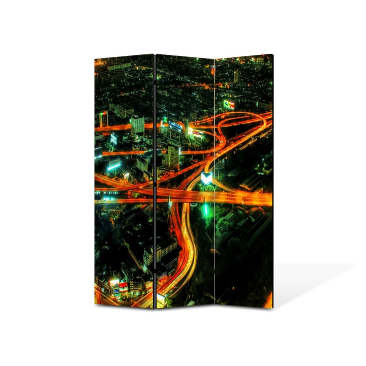 Paravan de Camera ArtDeco din 3 Panouri Urban Orase Sosele in oras 105 x 150 cm