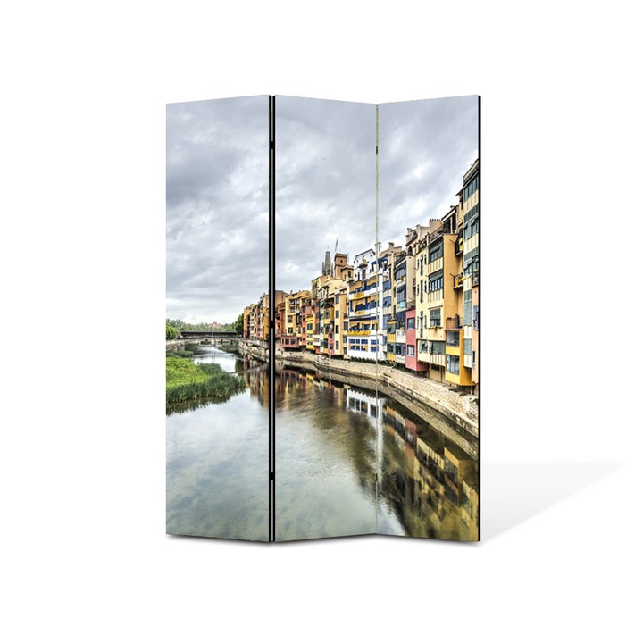 Paravan de Camera ArtDeco din 3 Panouri Urban Orase Catalunia Spania 105 x 150 cm