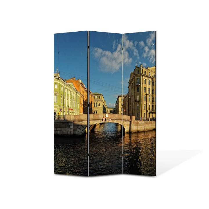 Paravan de Camera ArtDeco din 3 Panouri Urban Orase Saint Petersburg Rusia 105 x 150 cm