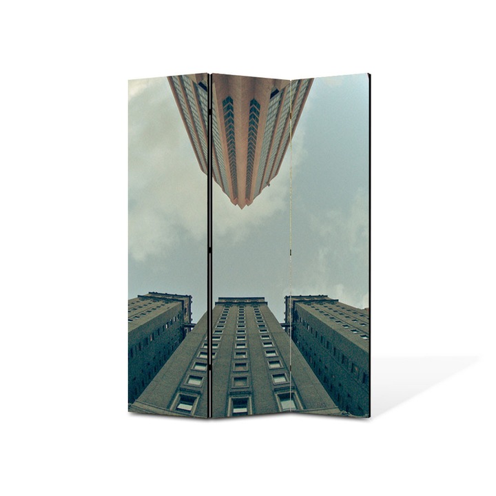 Paravan de Camera ArtDeco din 3 Panouri Urban Orase In sus 105 x 150 cm