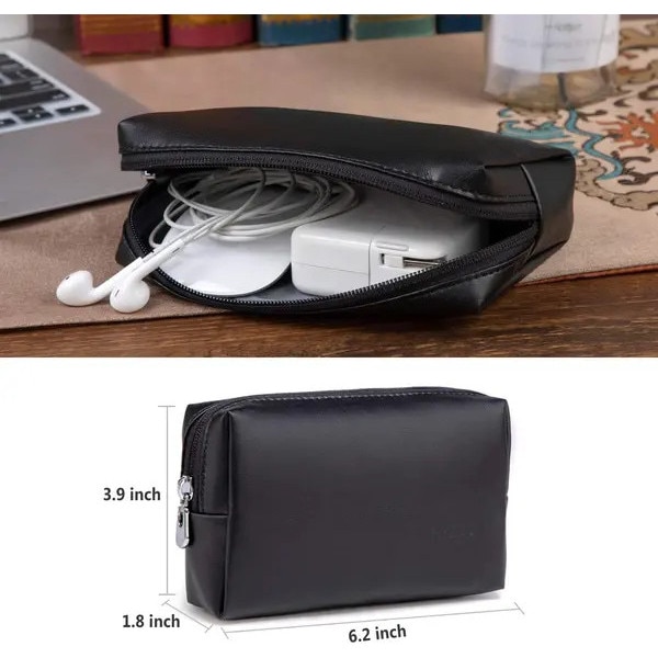 Husa pentru laptop din piele naturala (lambskin) compatibila cu MacBook Air, cu borseta pentru accesorii, negru, 13 inch