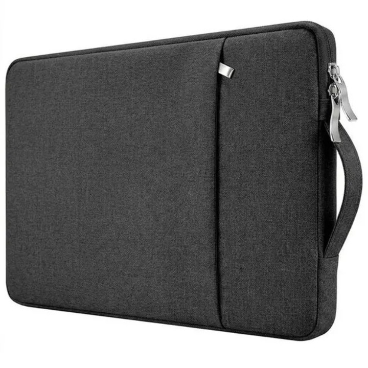 Husa pentru laptop din textil, cu maner si buzunar frontal, 14 inch, negru