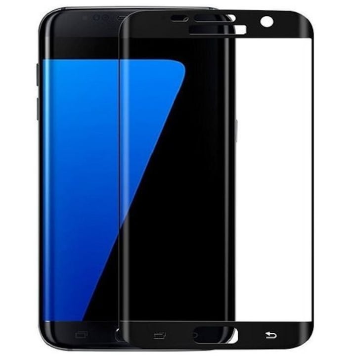 Samsung Galaxy S7 EDGE hajlított üveg kijelzővédő fólia a teljes képernyőhöz (Full Cover) ívelt 3D, fekete