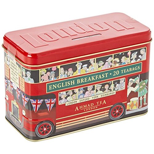Cutie metalica-pusculita,ceai, 20 pliculete, London Bus Caddy, Ahmad Tea, 40 g (20 pliculete)