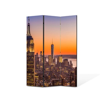 Paravan de Camera ArtDeco din 3 Panouri Urban Orase Plutind peste New York 135 x 180 cm Paravan de Camera ArtDeco din 3 Panouri Urban Orase Plutind peste New York 135 x 180 cm