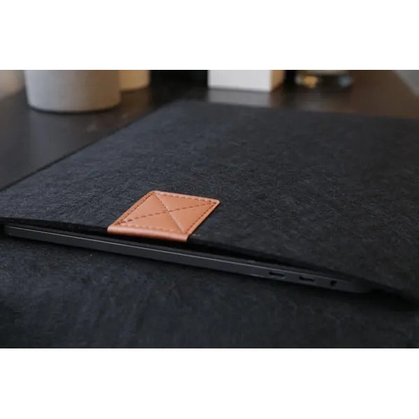 Husa pentru laptop din textil, compatibil MacBook Pro/Air 13 inch, negru/maro, 13 inch