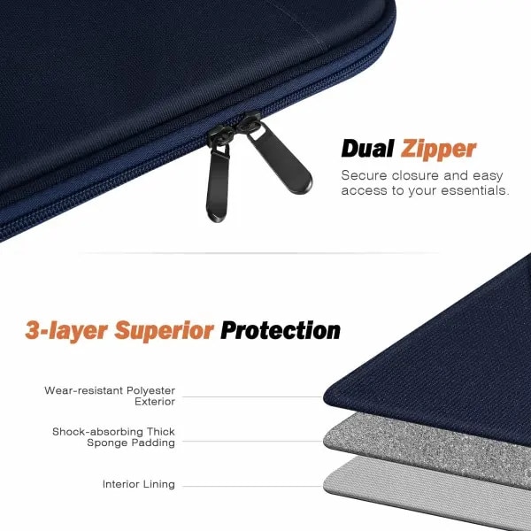 Husa pentru laptop din neopren cu fermoar, compatibil 14 inch/MacBook, negru