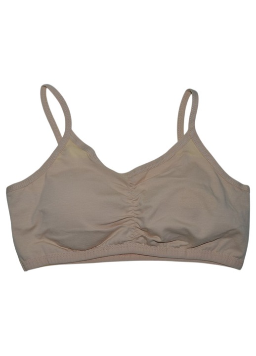 Bustiera cu bretele subtiri si cu burete, din bumbac, pentru fete, Biyo BT0109B, Bej 131012