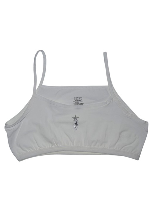 Bustiera cu bretele subtiri, din bumbac, pentru fete, Biyo BST0109A, Alb 131018