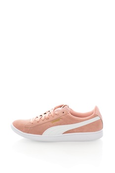 Puma, Pantofi sport de piele intoarsa cu brant moale si garnituri de piele sintetica Vikky, Roz prafuit, 4.5 Puma, Pantofi sport de piele intoarsa cu brant moale si garnituri de piele sintetica Vikky, Roz prafuit, 4.5