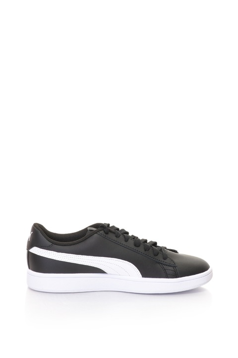 Puma, Pantofi sport de piele si piele ecologica Smash V2, Alb/Negru