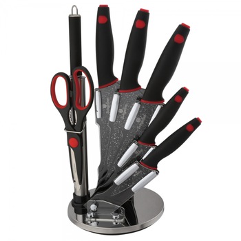 Set 8 cutite BerlingerHaus Black Stone Touch Line cu suport Set 8 cutite BerlingerHaus Black Stone Touch Line cu suport