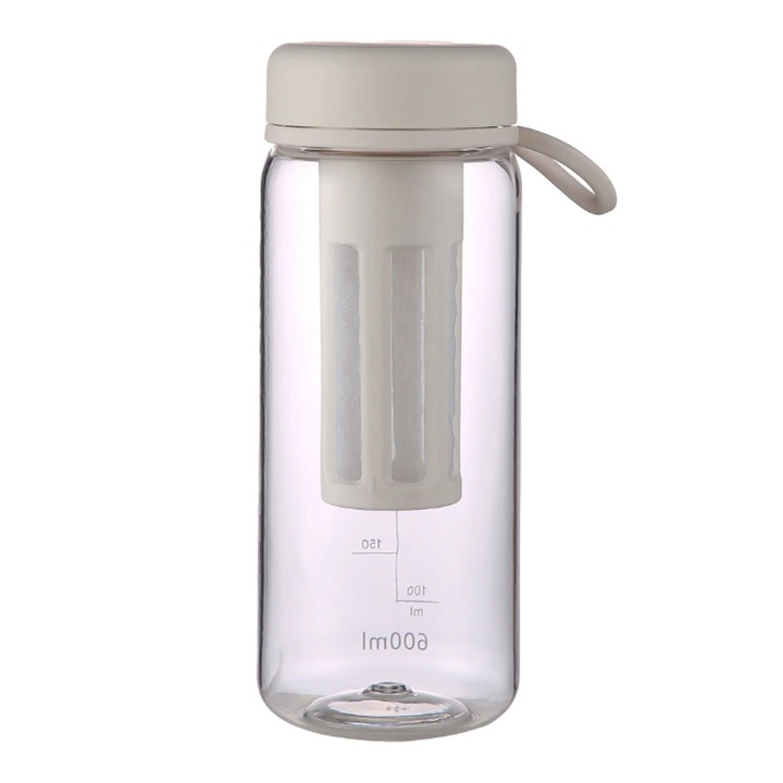 Infuzor cold brew KP-PU-K0238-260903-175, filtru PP detasabil, sita ultra-fina din nylon, potrivit pentru usa frigiderului, transparent/alb, 600 ml