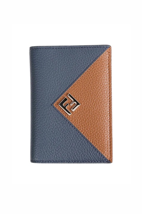 Портфейл за карти, Fendi Lui Logo-Plaque Bifold, Син, Един размер