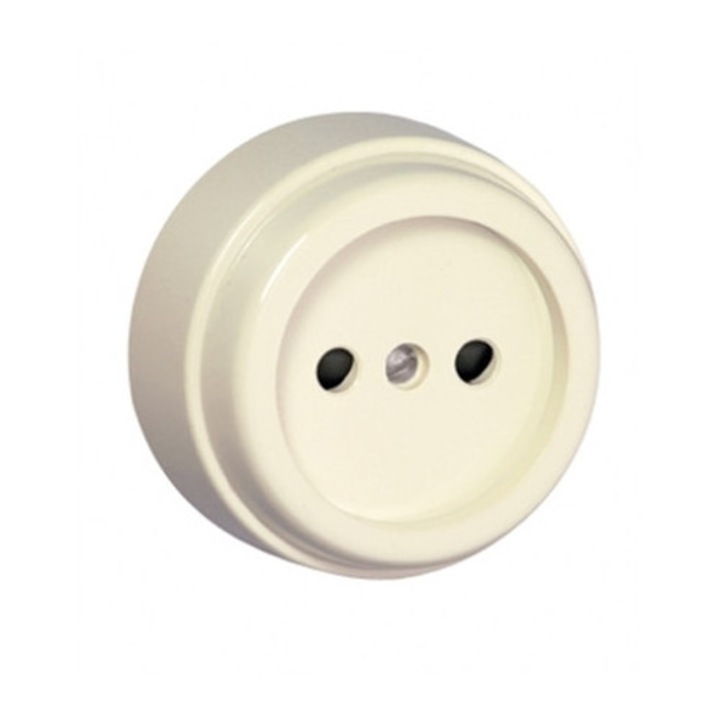 Priza cu protectie montaj aparent culoare fildes 250V 16A